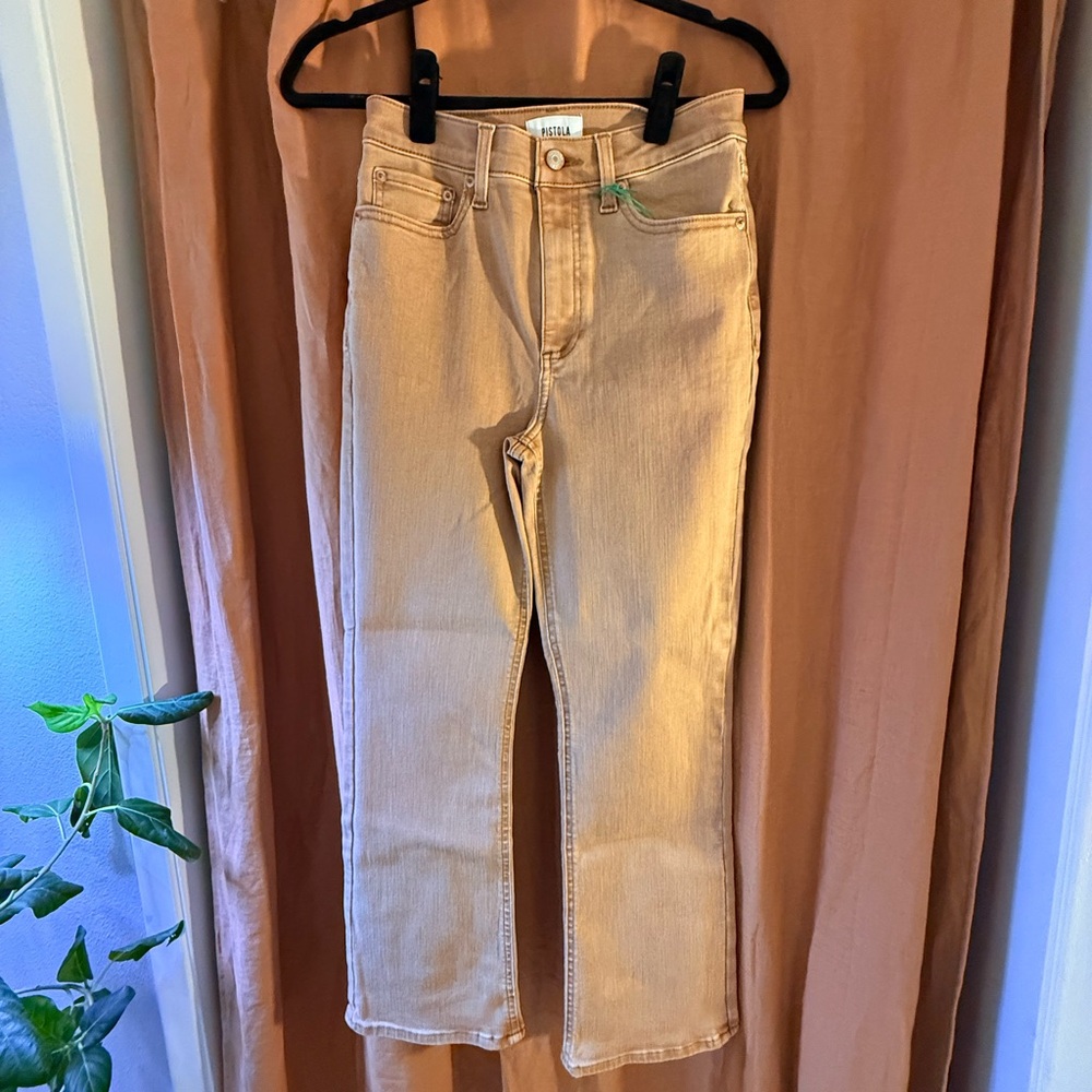 Pistola Mink Snow (Tan) High Rise Crop Boot Leg Jeans